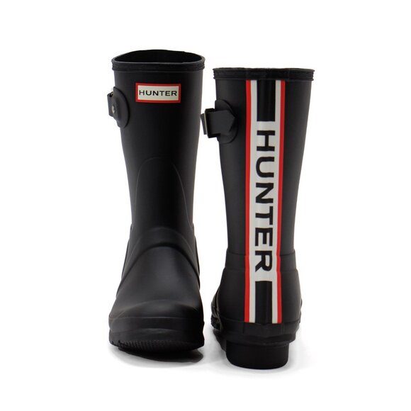 Hunter Women's Black Original Short Tri-Color Logo Rain Boot Size 6 - Picture 2 of 9